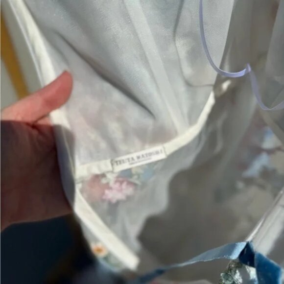 Teuta Matoshi- Cerulean Wildflower Floral Puff Sleeve Dress with Blue Accents - Picture 4 of 8